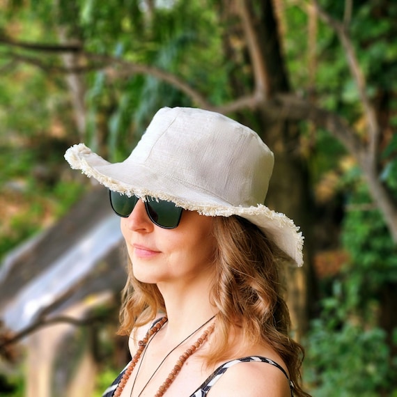 Handmade Linen Sun Hat: Wide Brim Packable Beach Hat