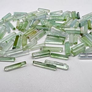 Natural Green tourmaline, Mint green Pencil, Tourmaline Tube, Tourmaline Pencil, Tourmaline Rough, Raw Tourmaline Stick, Width=2mm to 3.50mm