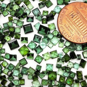 Natural green tourmaline, Tourmaline Square, Square Gemstones, Green Tourmaline Square
