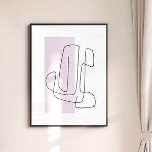 Print with abstract black line in minimalist design / scandinavian style, printable art