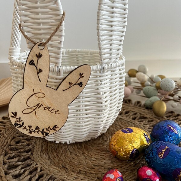 Easter Egg Tag | Easter Tag | Easter Basket Tag | Personalised Easter Basket Name Tag | Basket Tag | Floral Wooden Tag | FREE POSTAGE