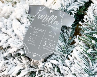 Baby's 1st First Christmas Decoration | Christmas Ornament | Christmas Gift | Baby Birth Details | Keepsake Bauble - ANY wording you like