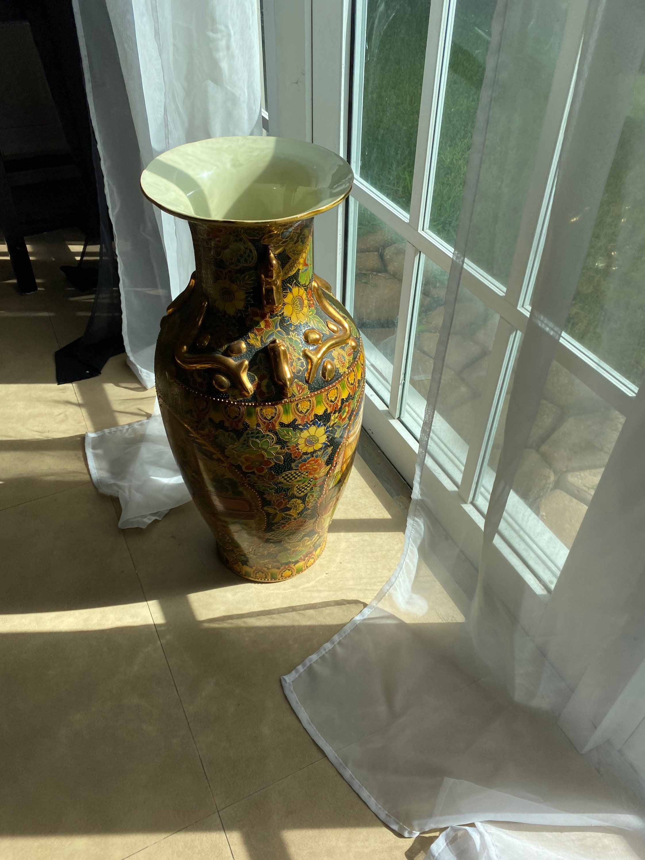 Exlarge Oriental Vase Floor Vase Jumbo Chinoiserie Vase for Etsy
