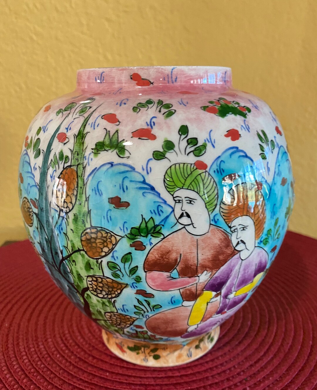 Chinese Cherry Blossom Ginger Jar Fish Bowl Asian Vase Coral Etsy