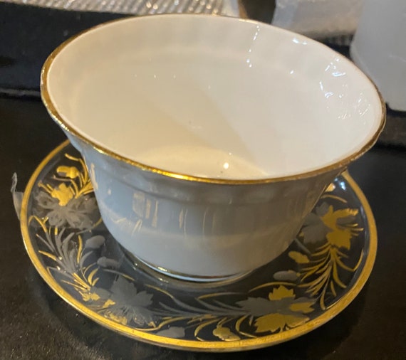 Vintage Teacup Set Pottery Bone China White & Gold Gilded Etsy