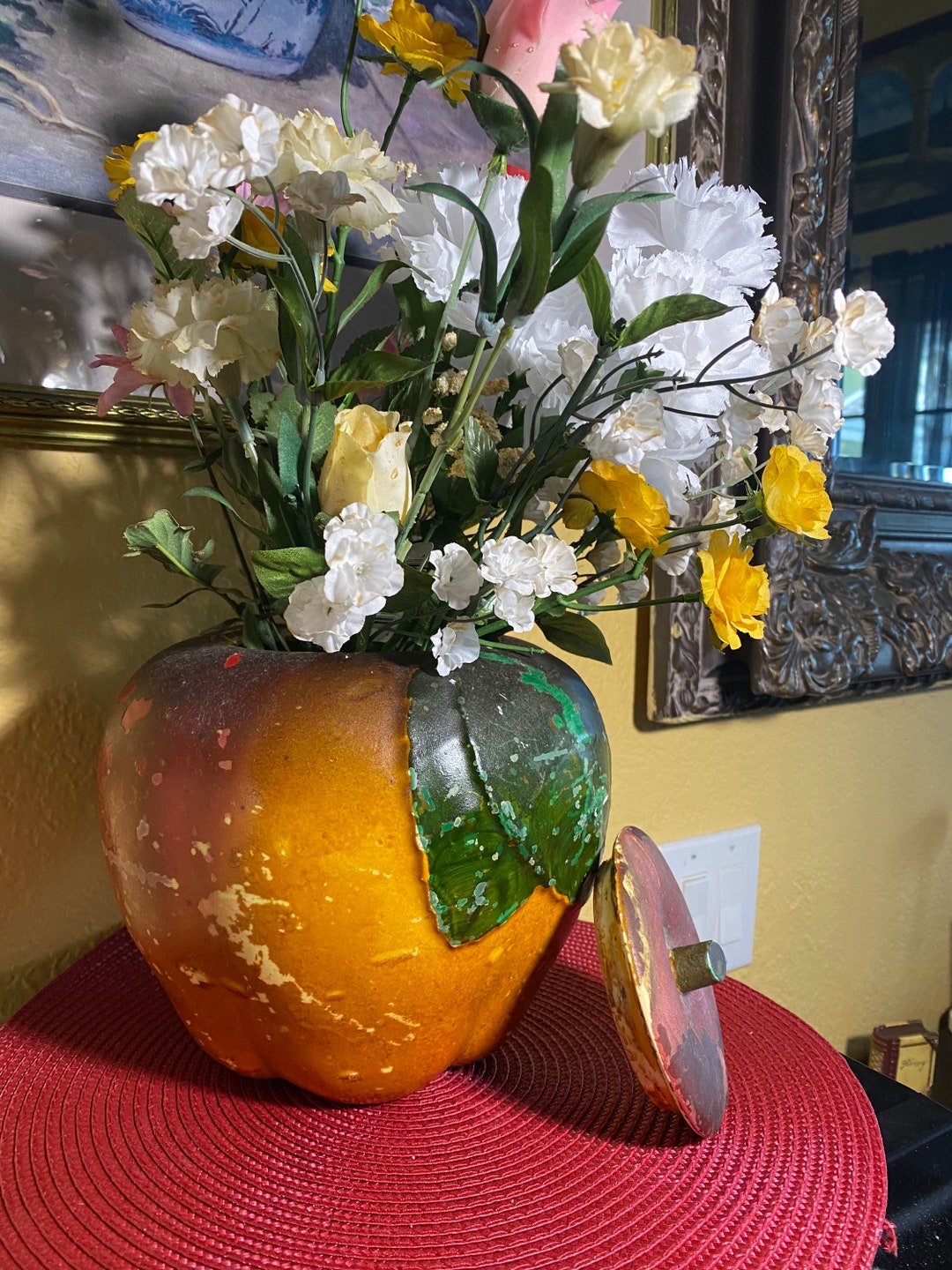 Orange Ginger Jars Cookie Jar With Lid Planter Pot Antique Etsy
