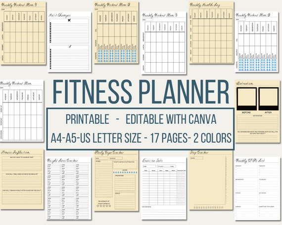Fitness Planner Printable Planner Editable Planner With - Etsy