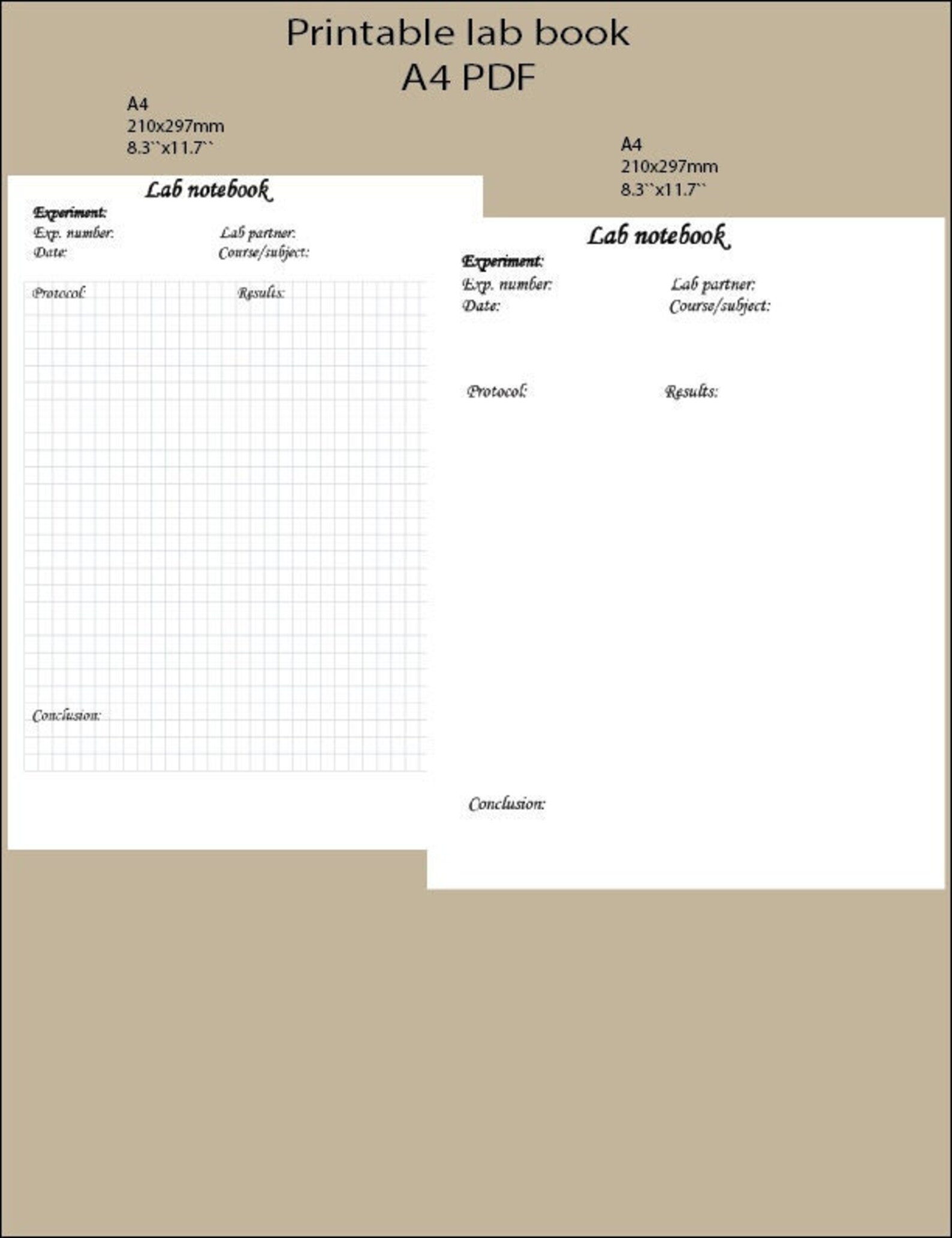 Printable A4 Laboratory Notebook Experiment Planner for - Etsy