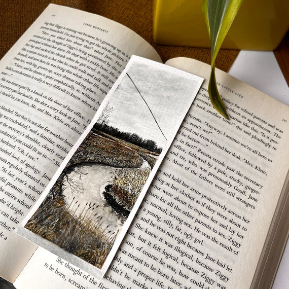 Original Artwork Landscape Painting Hand Painted Bookmark Small Watercolor ACEO Canadian Art Grey Day Lynde Shores Limited Edition Prints