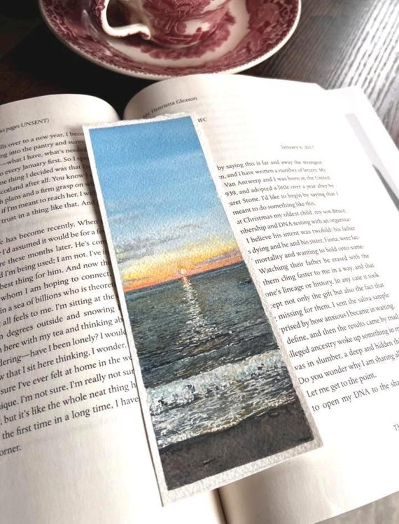 Original Artwork Landscape Painting Hand Painted Bookmark Small Watercolor ACEO Canadian Art Sunrise on the Water Limited Edition Prints