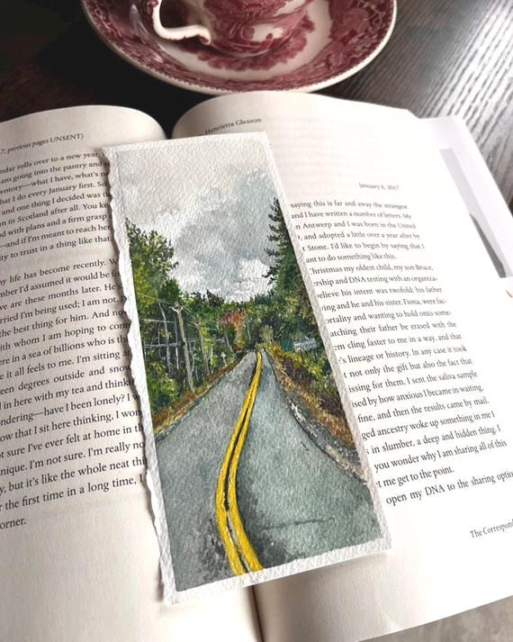 Original Artwork Landscape Painting Hand Painted Bookmark Small Watercolor ACEO Canadian Art Winding Road
