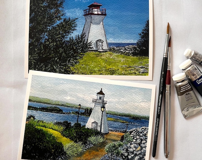 Summer Lighthouse — Watercolor Postcard Set