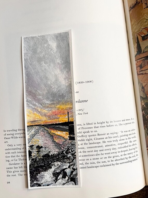 Original Artwork Landscape Painting Hand Painted Bookmark Small Watercolor ACEO Canadian Art Summerville Winter Sunset