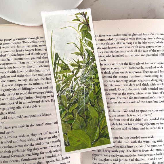 Original Artwork Landscape Painting Hand Painted Bookmark Small Watercolor ACEO Canadian Art Gossamer, Spiderweb