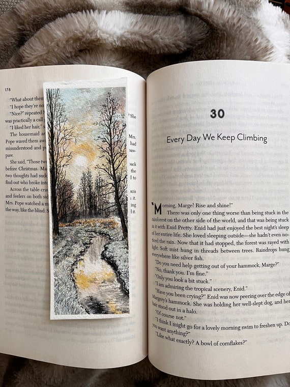 Original Artwork Landscape Painting Hand Painted Bookmark Small Watercolor ACEO Canadian Art Morning Frost Limited Edition Prints