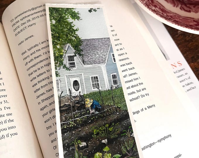 Boy Tending the Garden — Original Watercolor Bookmark