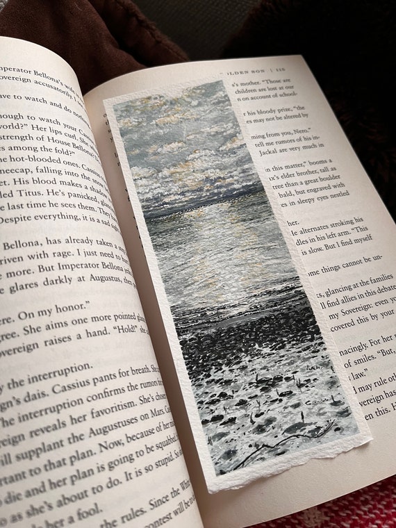 Original Artwork Landscape Painting Hand Painted Bookmark Small Watercolor ACEO Canadian Art Snowy Beach Whitby Limited Edition Prints