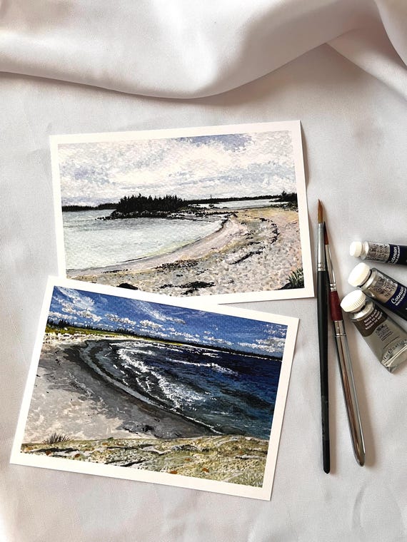 Art Print Postcard Set Original Watercolor Painting 5x7 Canadian Art Landscape Summer Beach Pack