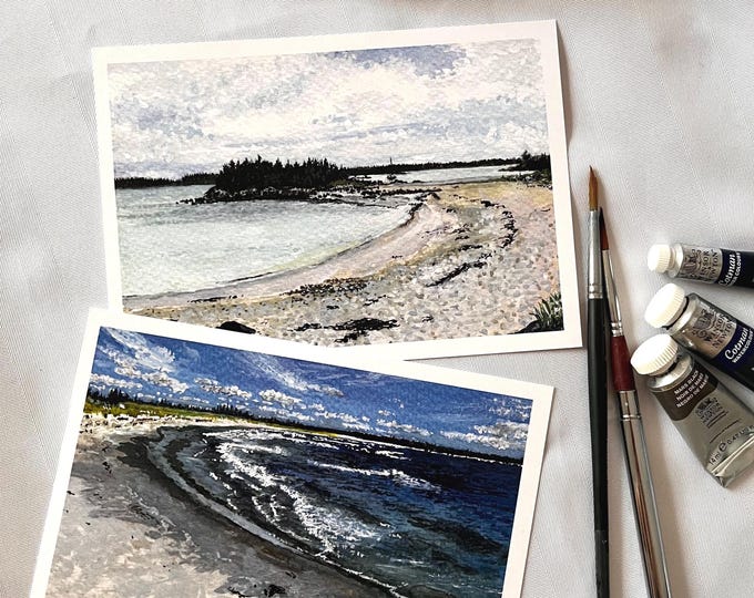 Summer Beach Postcards — Watercolor Art Print Set