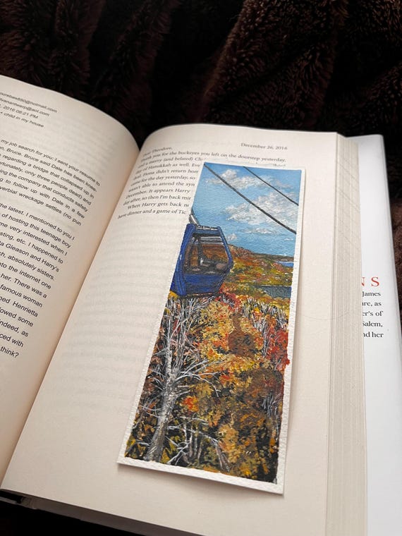 Original Artwork Landscape Painting Hand Painted Bookmark Small Watercolor ACEO Canadian Art Fall View Cape Smokey