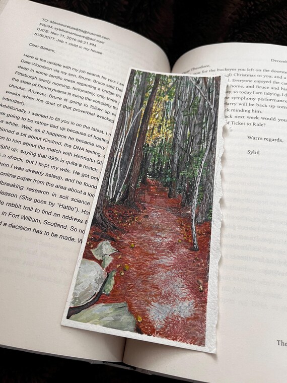 Original Artwork Landscape Painting Hand Painted Bookmark Small Watercolor ACEO Canadian Art Pine Grove in Fall