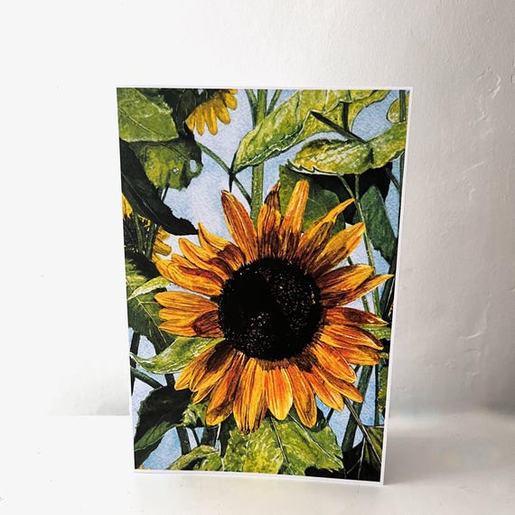 Art Print Cards Original Watercolor Painting Canadian Art Sunflower Card