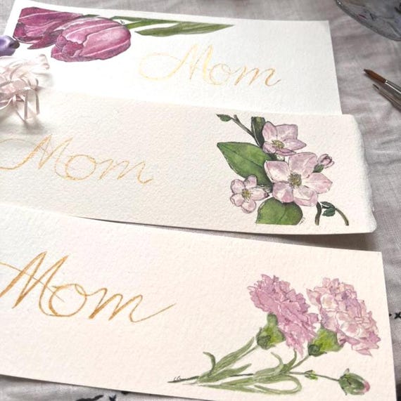 Mother's Day Watercolor Bookmark Original Artwork Hand Painted Bookmark Small Painting ACEO Canadian Art Personalized Unique Gifts