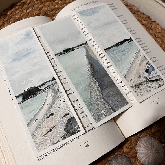 Original Artwork Landscape Painting Hand Painted Bookmark Small Watercolor ACEO Canadian Art Carter’s Beach Atlantic Ocean
