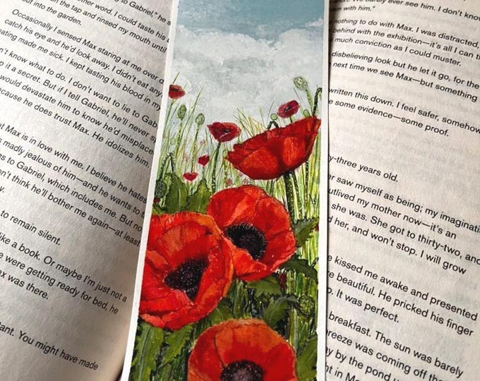 Poppy Field - Original Watercolor Bookmark