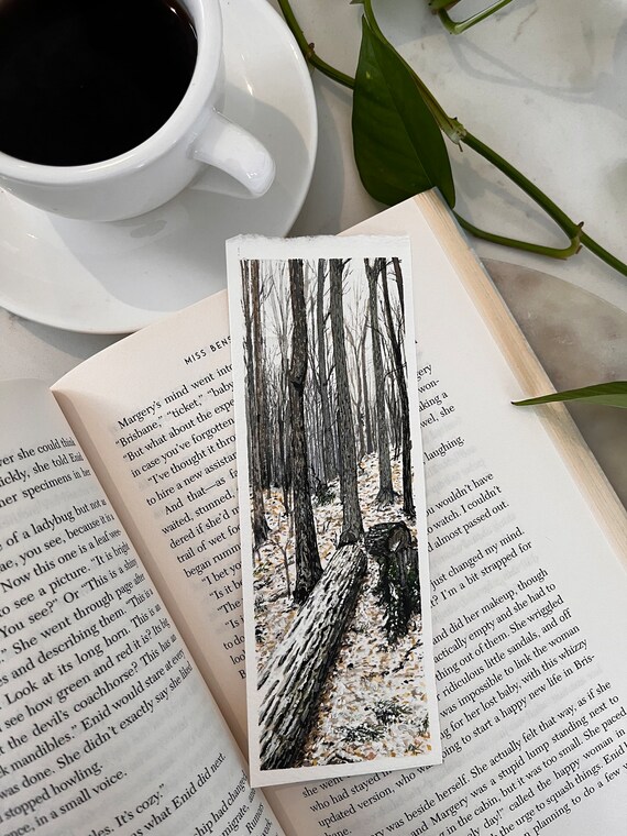 Original Artwork Landscape Painting Hand Painted Bookmark Small Watercolor ACEO Canadian Art Winter Forest