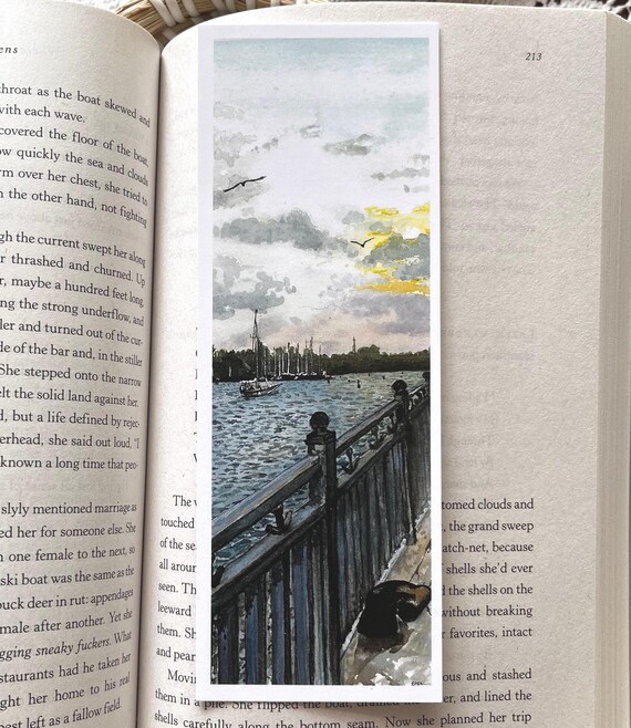 Original Artwork Landscape Painting Hand Painted Bookmark Small Watercolor ACEO Canadian Art Whitby Pier Limited Edition Prints