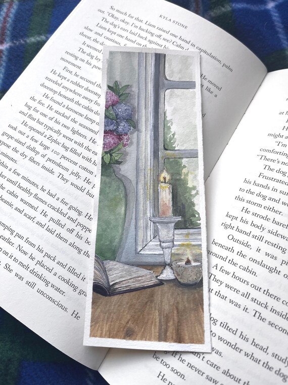 Watercolour Floral Original Artwork Hand Painted Bookmark Small Painting ACEO Canadian Art Candle Watercolor