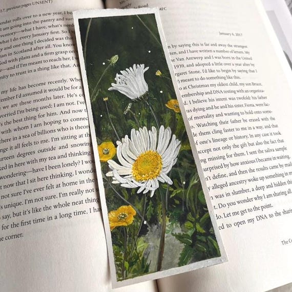Watercolour Floral Original Artwork Hand Painted Bookmark Small Painting ACEO Canadian Art Daisies Watercolor