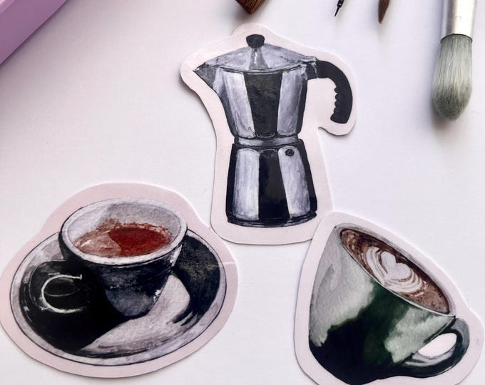 Coffee Drinkers Pack — Watercolor Stickers for Your Morning Ritual