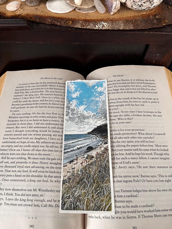 Original Artwork Landscape Painting Hand Painted Bookmark Small Watercolor ACEO Canadian Art Winter Beach Gaff Point