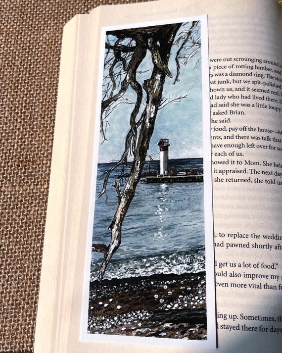 Original Artwork Landscape Painting Hand Painted Bookmark Small Watercolor ACEO Canadian Art Whitby Shore Limited Edition Prints