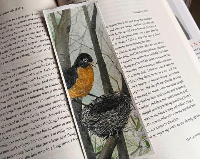 Spring Robin - Original Watercolor Bookmark