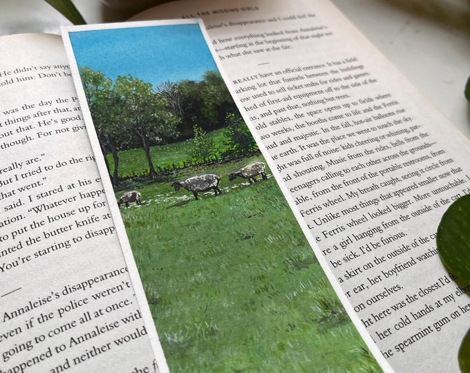 Sheep Field — Original Watercolor Bookmark