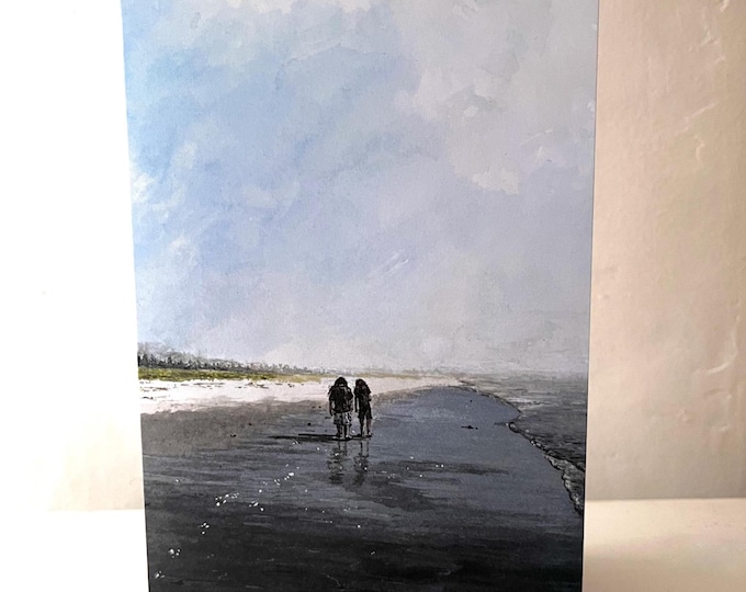 Beach Walk — Watercolor Art Card
