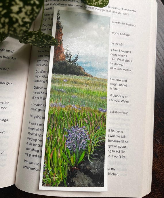 Original Artwork Landscape Painting Hand Painted Bookmark Small Watercolor ACEO Canadian Art Bay of Fundy Heather Limited Edition Prints