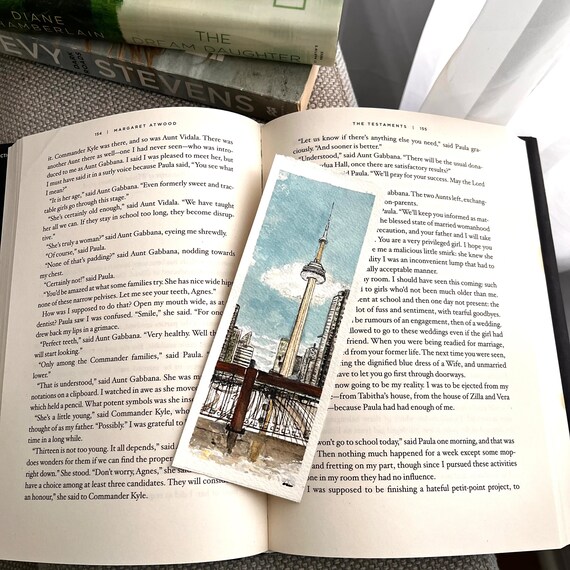 CN Tower Watercolor Bookmark, Canadian Winter Landscape Art (Limited Edition Print)
