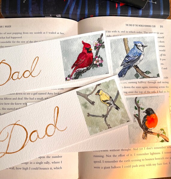 Father's Day Watercolor Original Artwork Hand Painted Bookmark Small Painting ACEO Canadian Art Personalized Unique Gifts