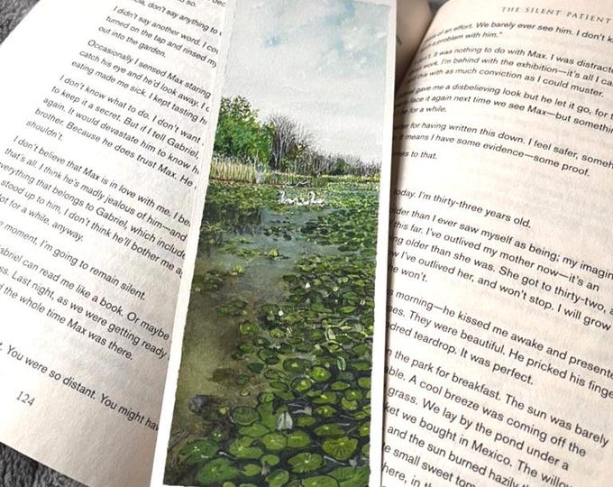 Swans in a Marsh - Original Watercolor Bookmark