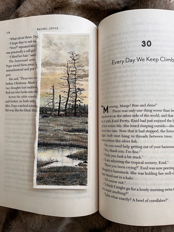 Original Artwork Landscape Painting Hand Painted Bookmark Small Watercolor ACEO Canadian Art Winter Marsh Limited Edition Prints