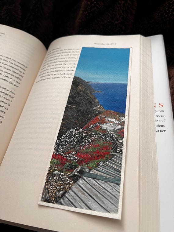 Original Artwork Landscape Painting Hand Painted Bookmark Small Watercolor ACEO Canadian Art Hiking the Skyline in Fall