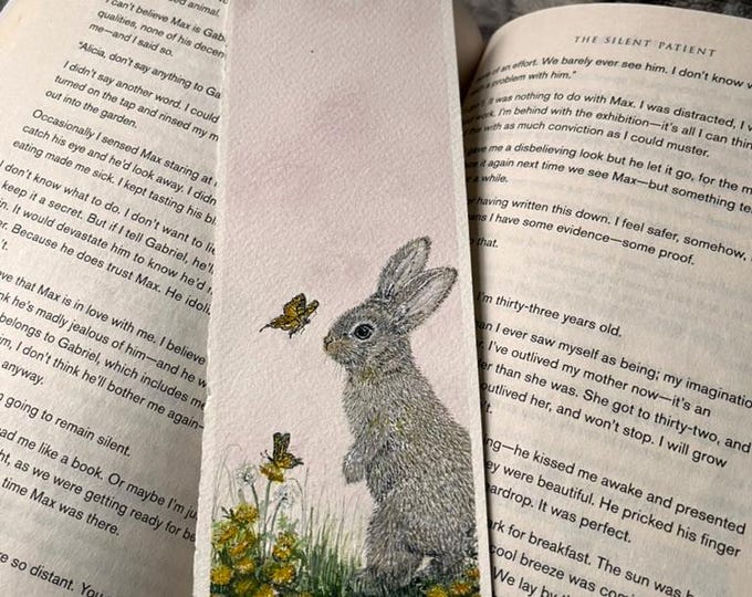 Bunny and Butterflies - Original Watercolor Bookmark