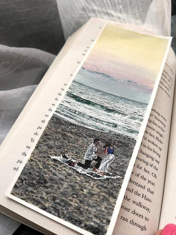 Custom Bookmark, Unique Handmade Watercolor Bookmark, Handpainted to Order - Floral Bookmarks and Landscape Bookmarks Commissioned Art