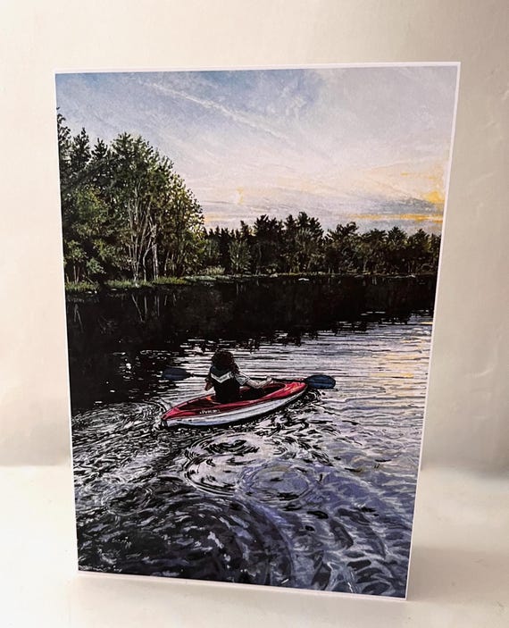 Art Print Cards Original Watercolor Painting Canadian Art Landscape Kayak Card