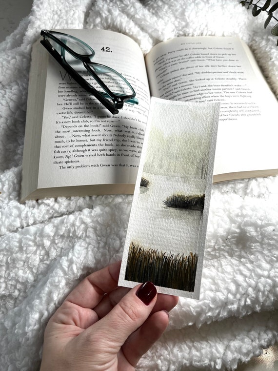 Original Artwork Landscape Painting Hand Painted Bookmark Small Watercolor ACEO Canadian Art Misty Bog