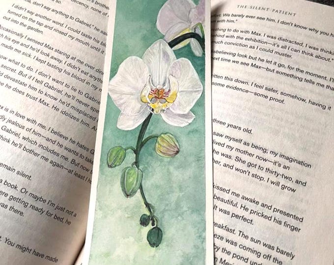 White Orchid - Original Watercolor Bookmark